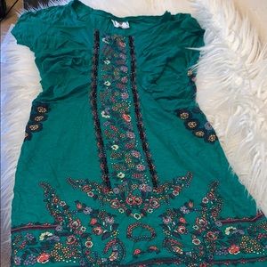 Free people beaded and rouched long shirt